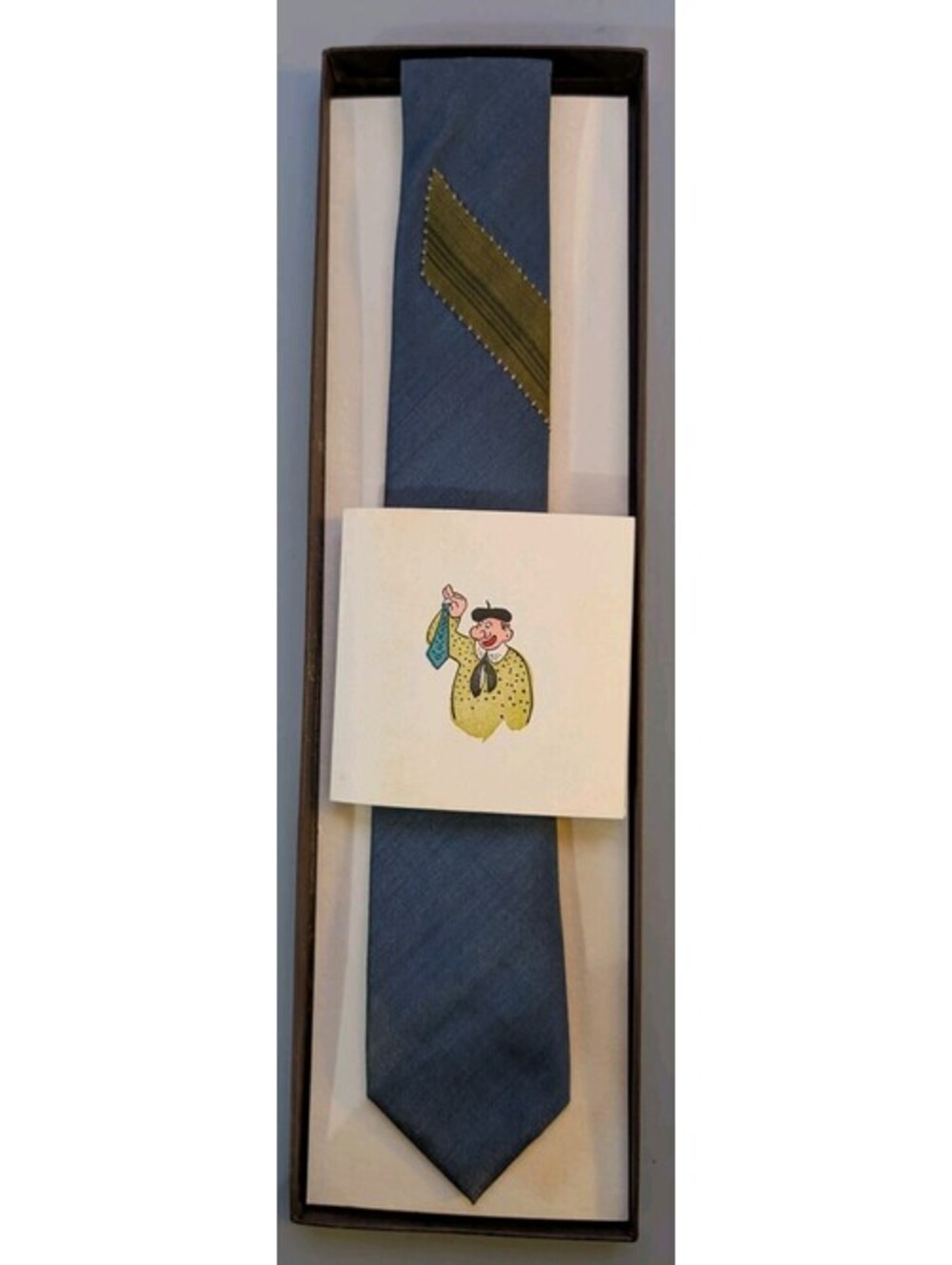Vintage Ernest J Carston Chicago Silk Necktie Custom Hand Made Blue Mid Century